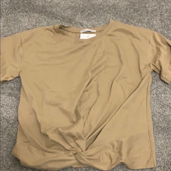 Zara Tops - Zara  basic collection tan crop thief medium